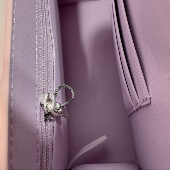 CHARLES & KEITH PASTEL PINK TIE DYE SILVER TONE CHAIN FAUX LEATHER CROSSBODY NWT - Picture 8 of 9